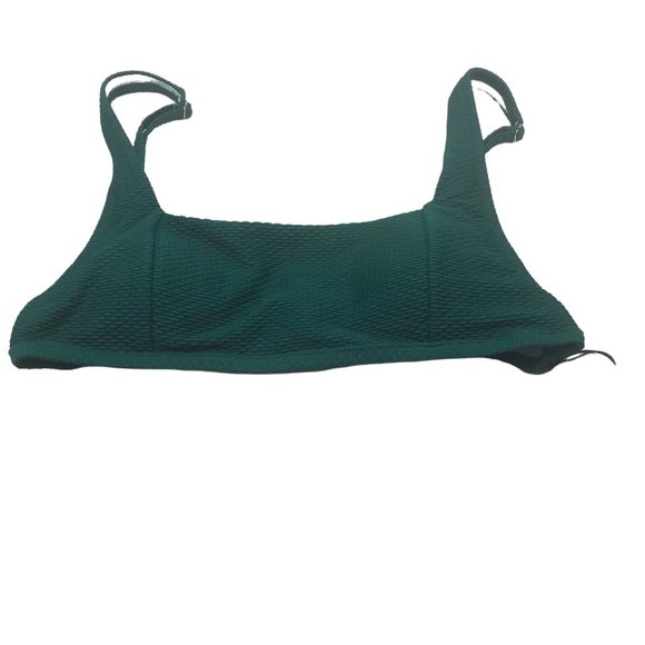 Shade And Shore Women's Size XL 16-18 Textured Square Neck Bralette Swim Green - Picture 1 of 16